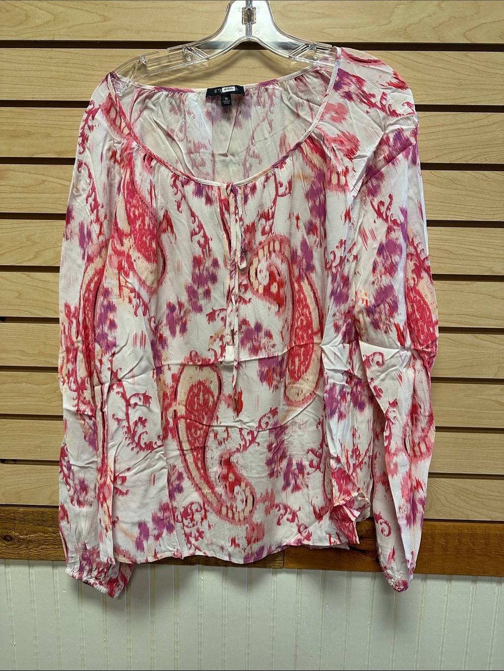Etcetera Pink and Purple Paisley Peasant Blouse